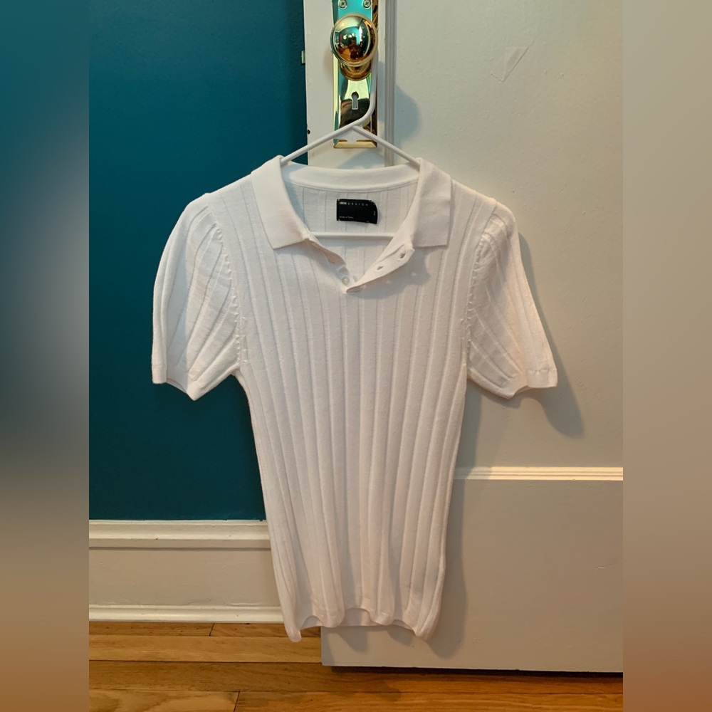 Asos White Ribbed Polo